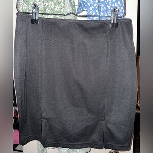 Black satin skirt with double slits